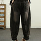 Women Autumn Patch Spliced Washed Denim Harem Pants