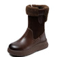 Women Vintage Leather Fleece-lined Platform Boots