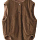 Women Casual Winter Solid Corduroy Plush Cotton Vest Coat