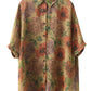 Women Summer Vintage Flower Patch Spliced Ramie Shirt