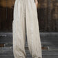 Women Ethnic Solid Raw-edge Wide-leg Ramie Pants