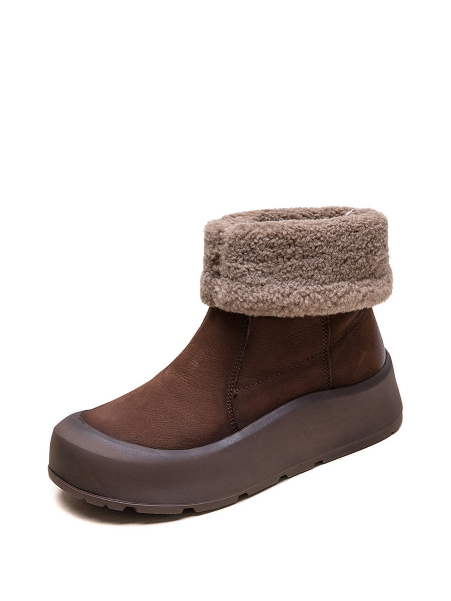 Women Winter Warm Fleece-lined Leather Boots