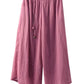 Women Summer Dual-layer Wide-leg Ramie Pants