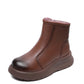 Women Vintage Genuine Leather Fleece-lined Platfrom Boots