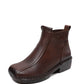 Women Autumn Genuine Leather Spliced Mid-Heel Boots