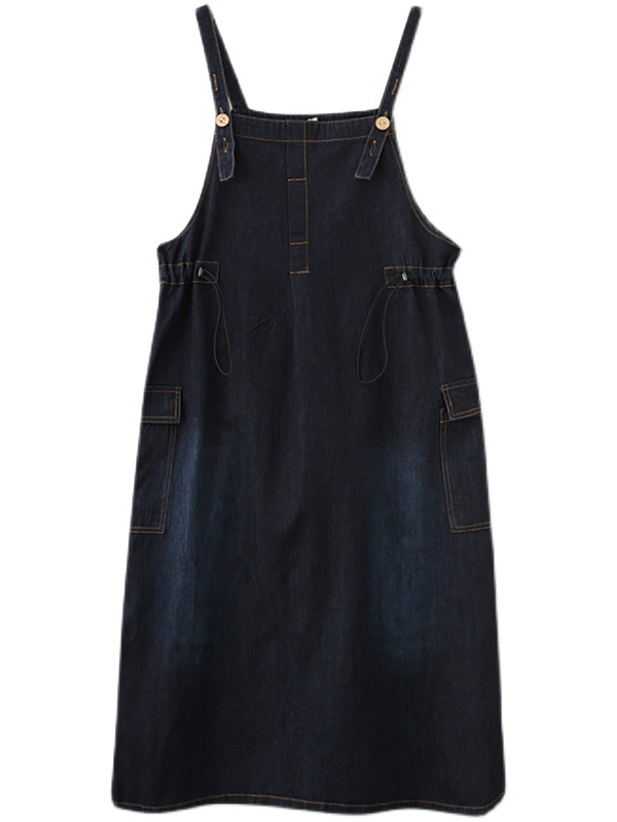 Women Summer Casual Solid Denim Vest Dress