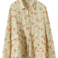 Women Vintage Floral Spring Button Up Ramie Blouse