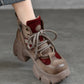 Women Winter Colorblock Leather Platform Boots