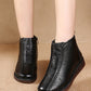 Women Winter Vintage Leather Fleece-lined Low Heel Boots