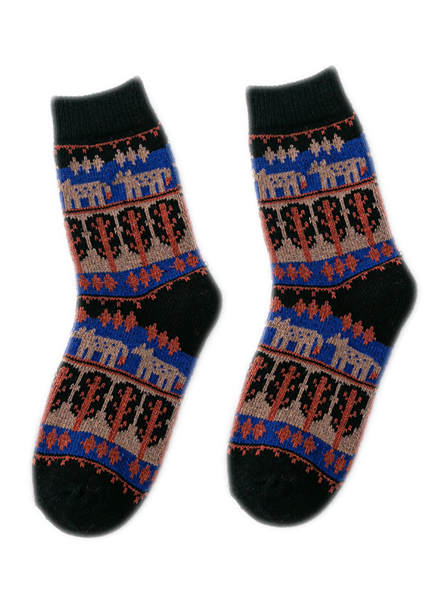 5 Pairs Women Winter Ethnic Wool Socks