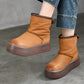 Women Winter Genuine Leather Fleece-lined Platform Boots