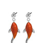 Women Casual Red Koi Sliver Pandent Earrings