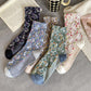 5 Pairs Women Artsy Floral Jacquard Cotton Socks