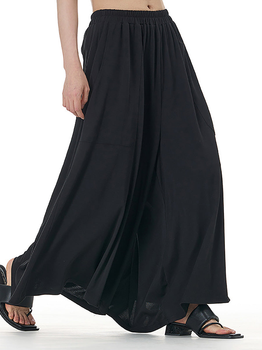 Women Summer Casual Solid Wide-leg Loose Pants