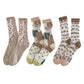 3 Pairs Women Artsy Floral Thin Socks