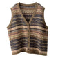 Women Ethnic Stripe V-Neck Cotton Vest