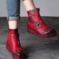 Women Vintage Leather Patch Spliced Ankle Boots