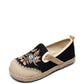 Women Ethnic Flower Embroidery Linen Cotton Flat Shoes