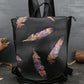 Women Vintage Leather Feather Embossing Backpack