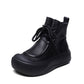 Women Casual Winter Solid Leather Strap Platform Boots