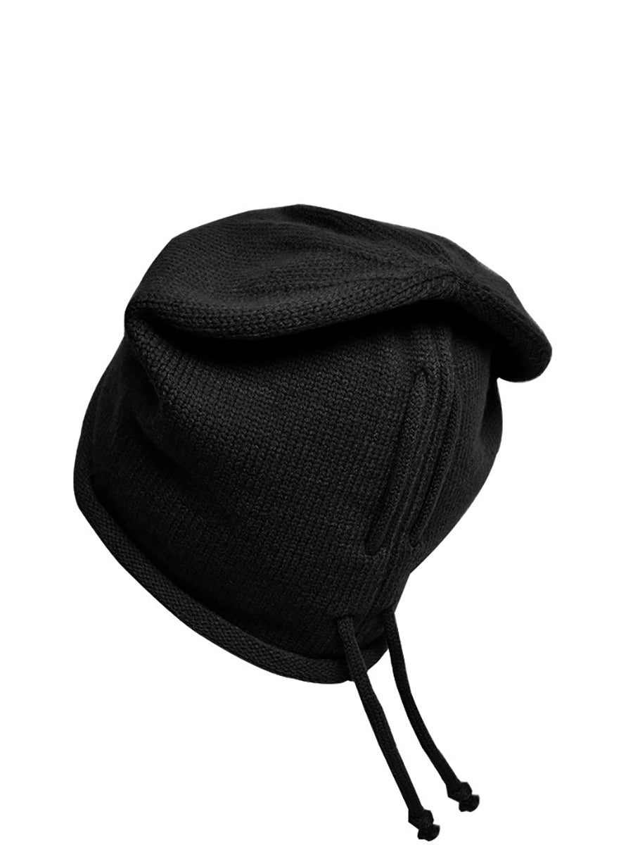 Women Autumn Pure Color Strap Knit Hat