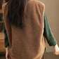 Women Casual Winter Solid Corduroy Plush Cotton Vest Coat