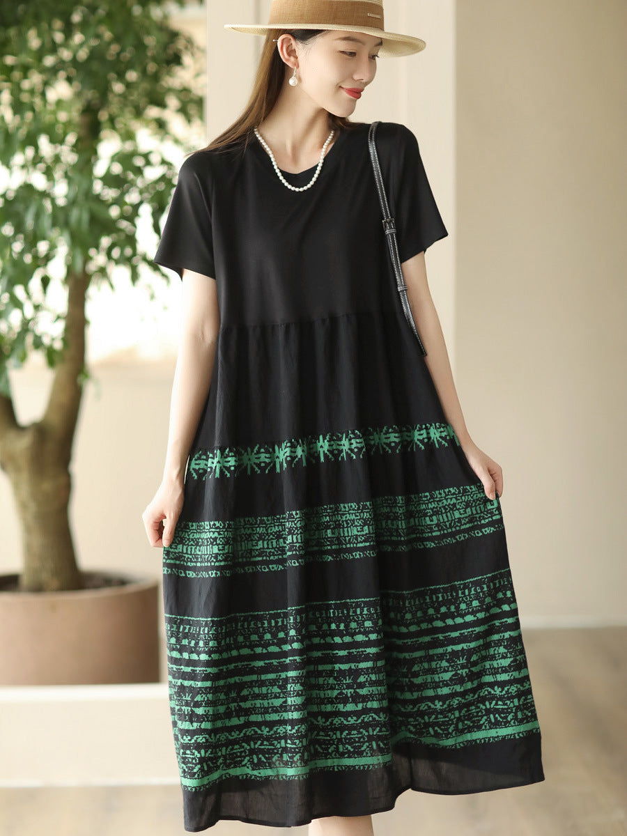 Women Summer Casual Spliced Loose Dress