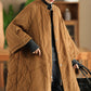 Women Autumn Casual Solid Corduroy Padded Coat