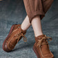 Women Winter Retro Leather Spliced Flat Boots