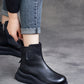 Women Vintage Genuine Leather Zipper Platfrom Boots