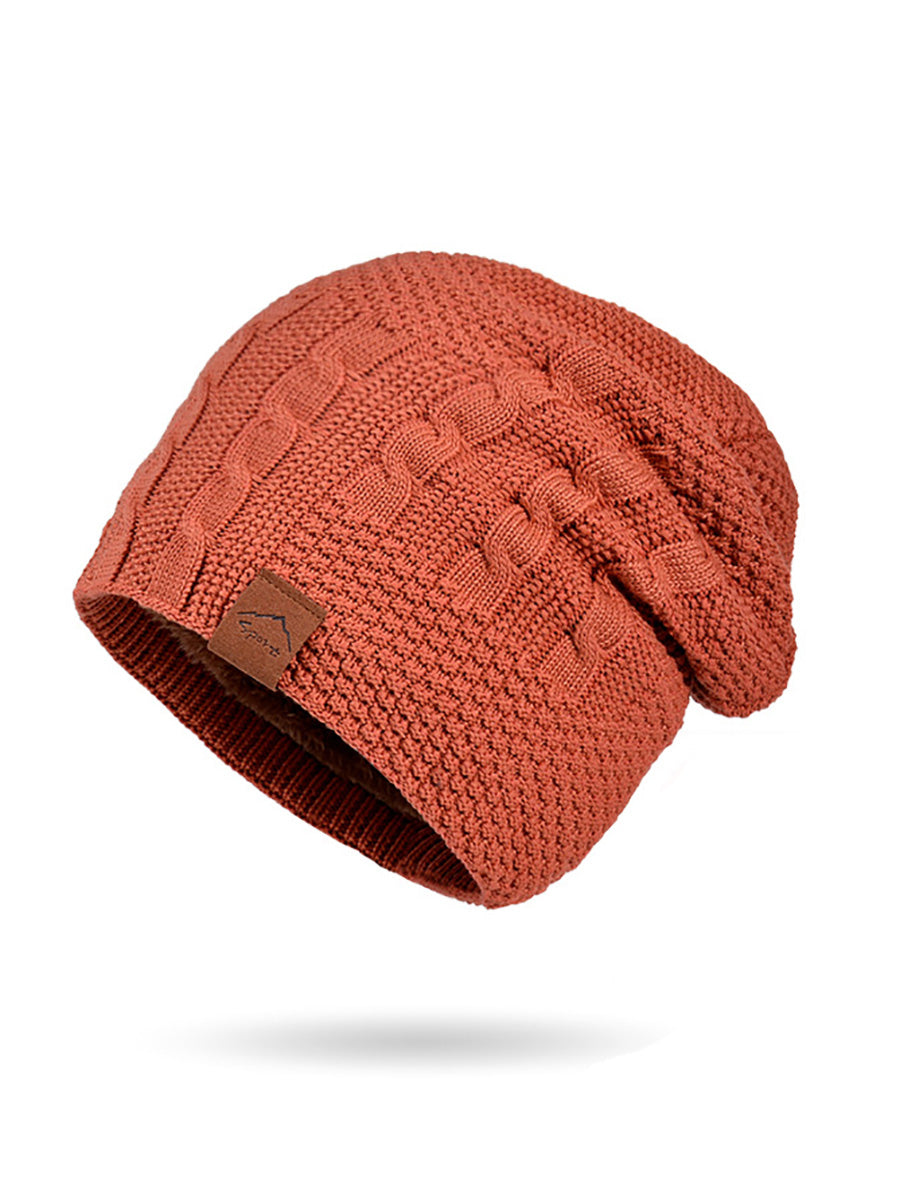 Women Winter Casual Fleece-lined Knit Solid Hat