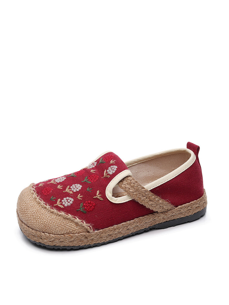 Women Summer Artsy Embroidery Linen Cotton Shoes