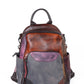 Women Colorblock Hand Painted Outdoor Leather Backpack