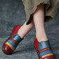 Women Casual Colorblock Leather Spliced Flat Shoes