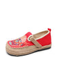 Women Summer Ethnic Embroidery Cloth Linen Flat Shoes