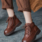 Women Vintage Winter Genuine Leather Low Heel Boots