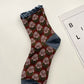 3 Pairs Women Autumn Artsy Flower Jacquard Socks