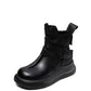 Women Vintage Genuine Leather Spliced Platform Ankle Boots