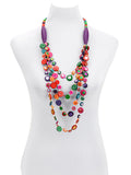 Fashion Colorful Wooden Bead Weave Multi-layer Necklace