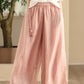 Women Summer Dual-layer Wide-leg Ramie Pants