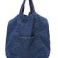 Vintage Solid Denim Spliced Shoulder Bag Handbag