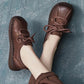 Women Ethnic Vintage Leather Spliced Low Heel Shoes