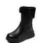 Women Vintage Leather Fleece-lined Platform Boots