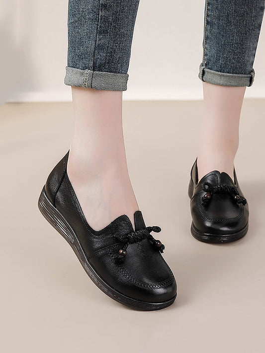 Women Autumn Genuine Leather Solid Platform Shoes