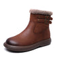 Women Winter Vintage Genuine Leather Fleece-lined Boots