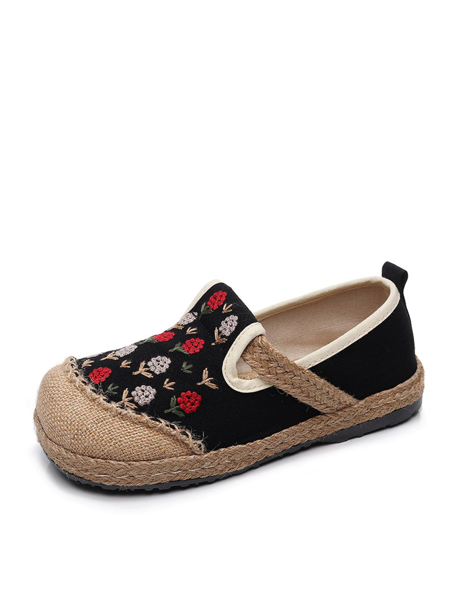 Women Summer Artsy Embroidery Linen Cotton Shoes