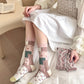 3 Pairs Women Artsy Floral Thin Socks