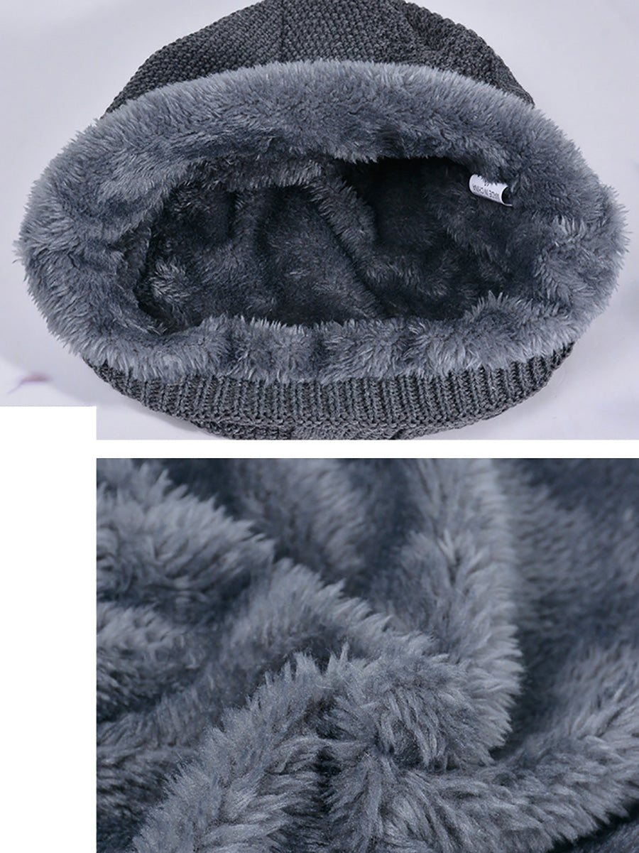 Women Winter Casual Fleece-lined Knit Solid Hat