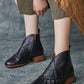 Women Vintage Autumn Shirred Low Heel Ankle Boots