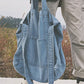 Vintage Solid Denim Spliced Shoulder Bag Handbag